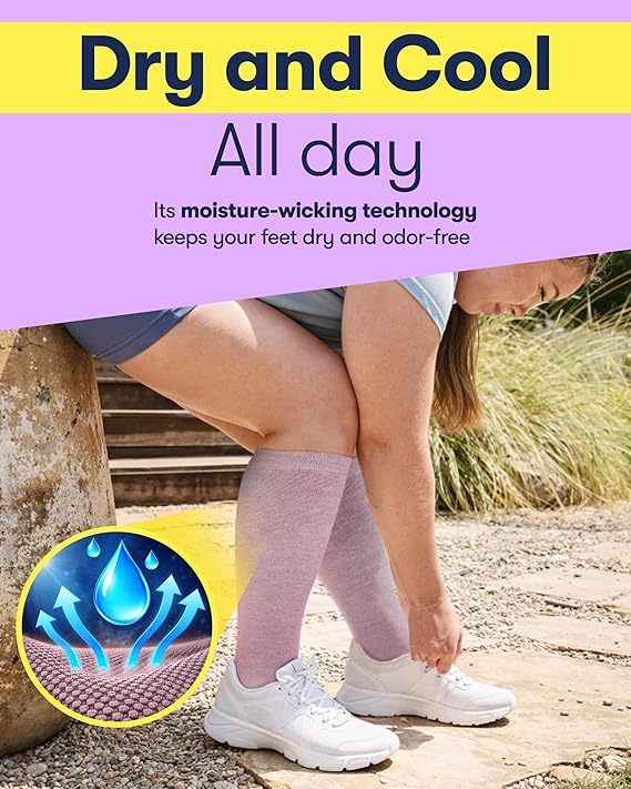 Extra Wide Bamboo Viscose Compression Socks