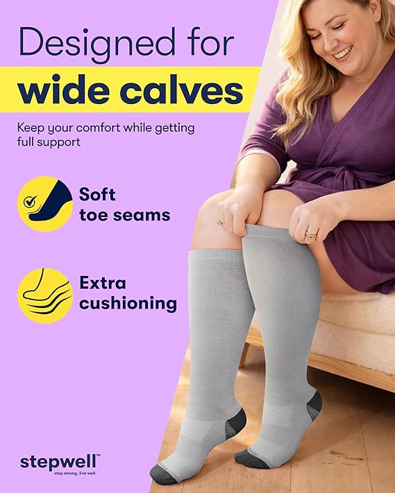 Extra Wide Bamboo Viscose Compression Socks